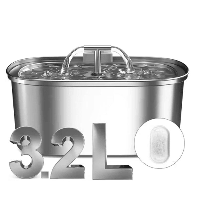 Stainless Steel Ultra Quiet Pet Water Fountain With Filter 0
