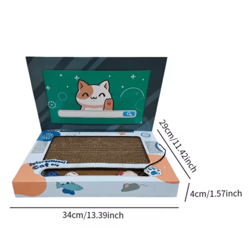 Foldable LaptopShaped Corrugated Cat Scratching Board Toy 2