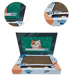 foldable laptop-shaped corrugated cat scratching board toy