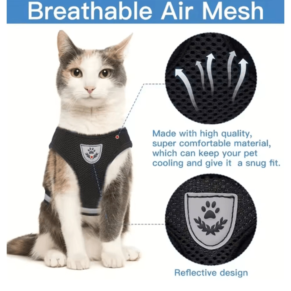 Adjustable EscapeProof Reflective Cat Harness Leash Set 10