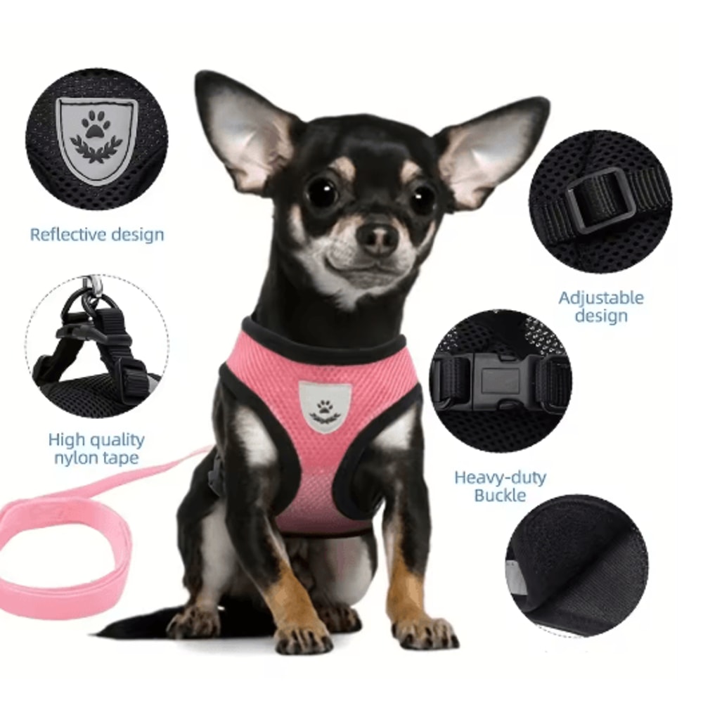 Adjustable EscapeProof Reflective Cat Harness Leash Set 12
