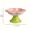 Flower Design Raised Ceramic Cat Bowl With Stand 7