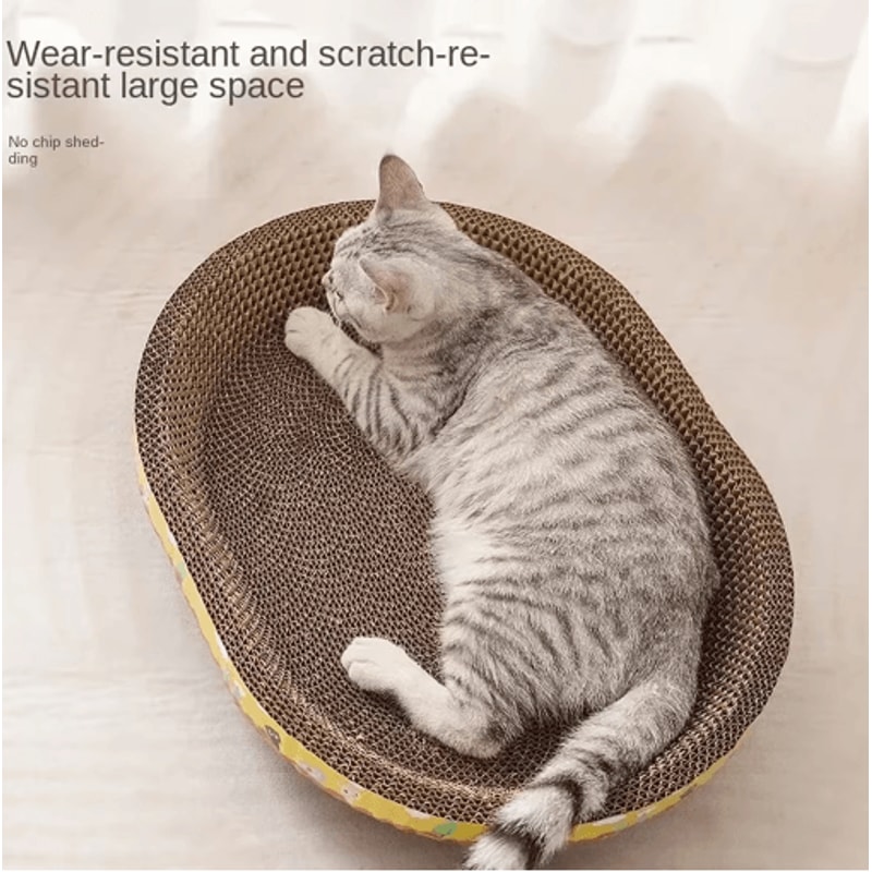 Oval Corrugated Cat Scratching Board Claw Grinding Nest 0