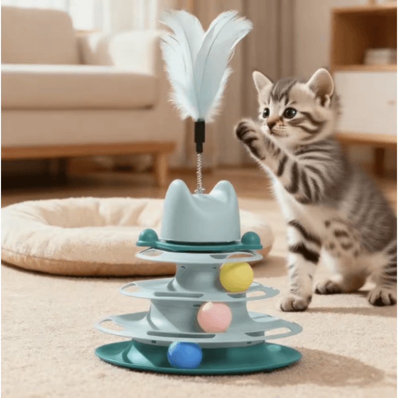 Triple Play Interactive Cat Ball Track Toy For Indoor Cats 0