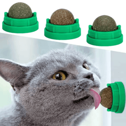 lickable catnip ball toy for chewing, play & teeth cleaning