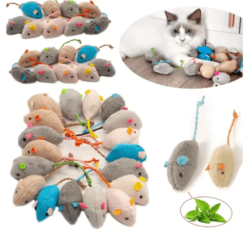 5PCS Catnip Mouse Toys Set For Interactive Indoor Play 0