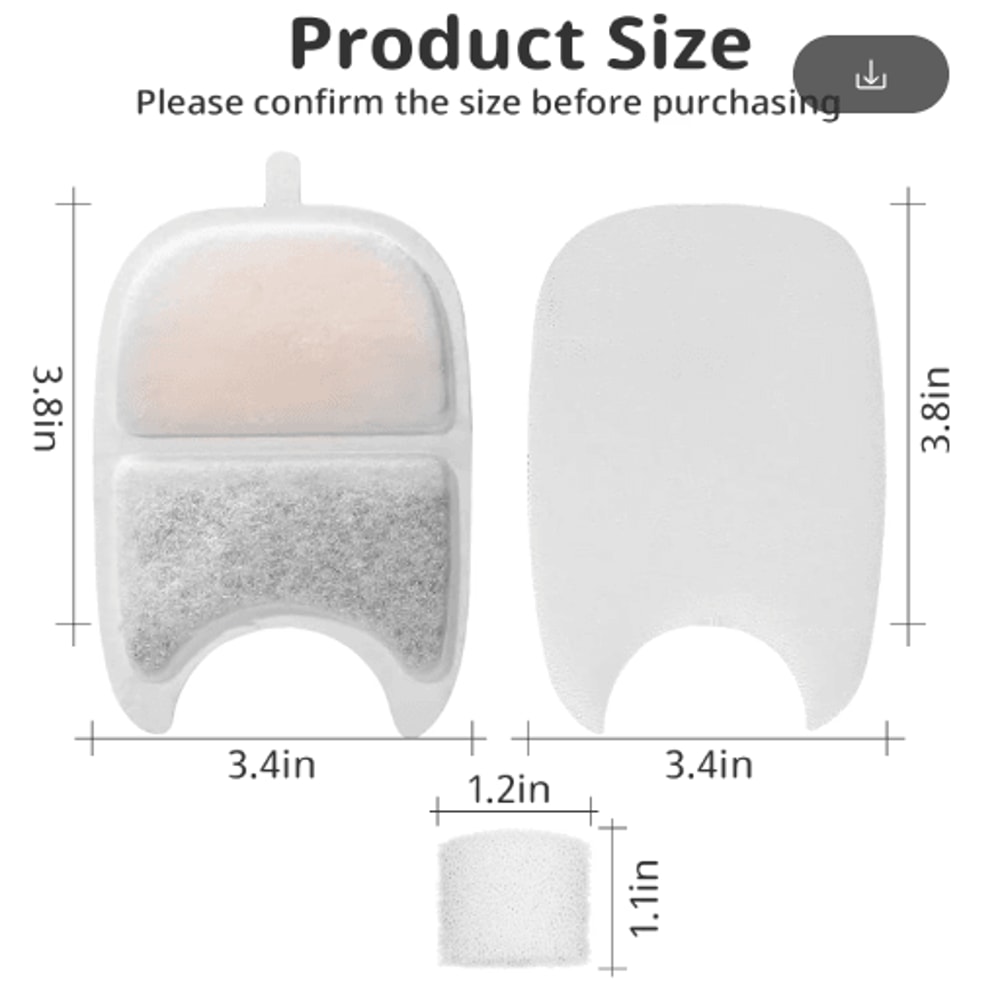 12Pack Replacement Filters Sponges For APETDOLA Cat Water Fountain 6