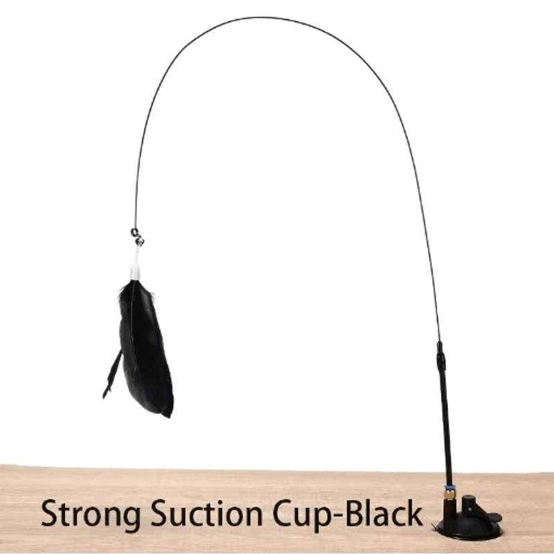 HandsFree Suction Cup Feather Wand Interactive Cat Toy 2
