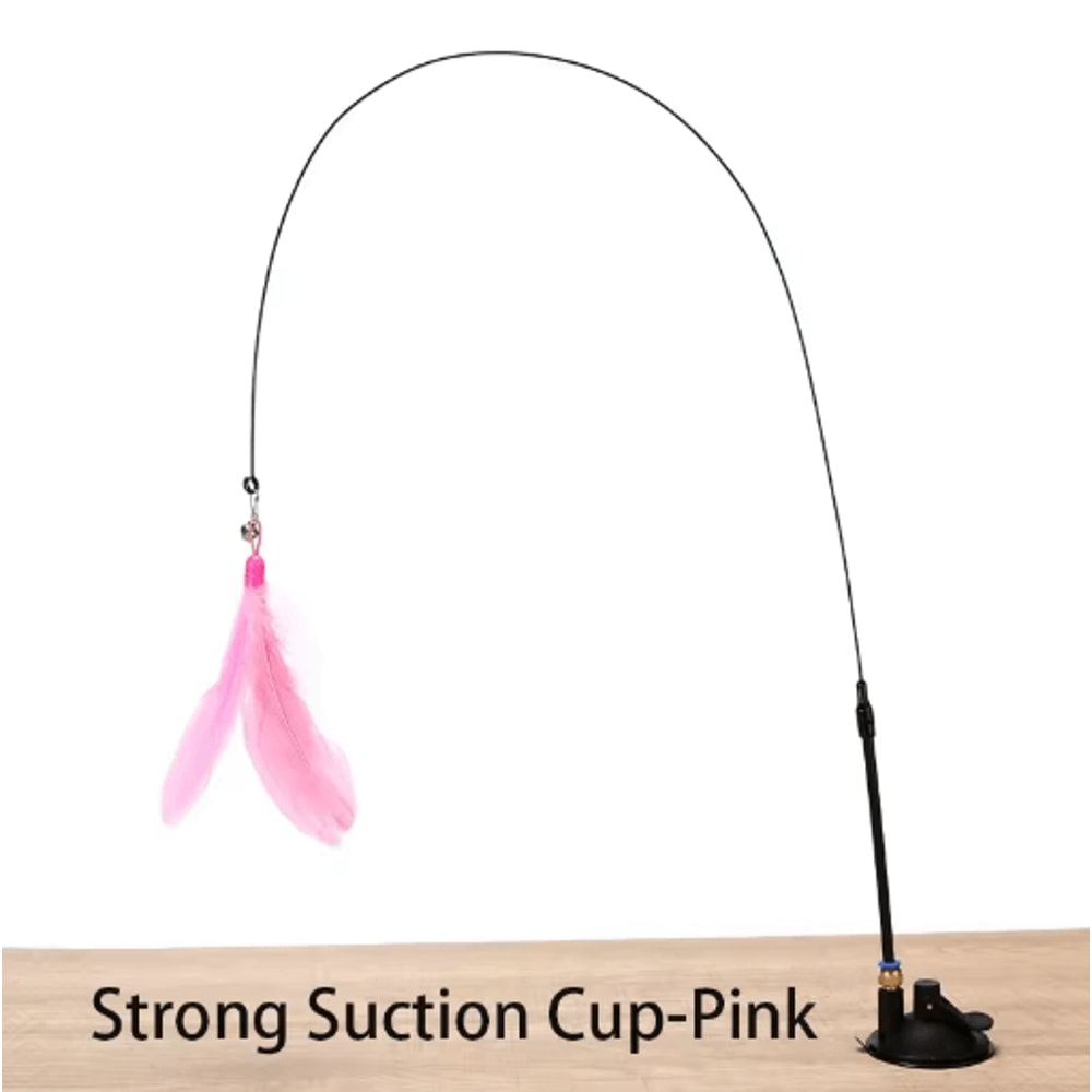 HandsFree Suction Cup Feather Wand Interactive Cat Toy 3