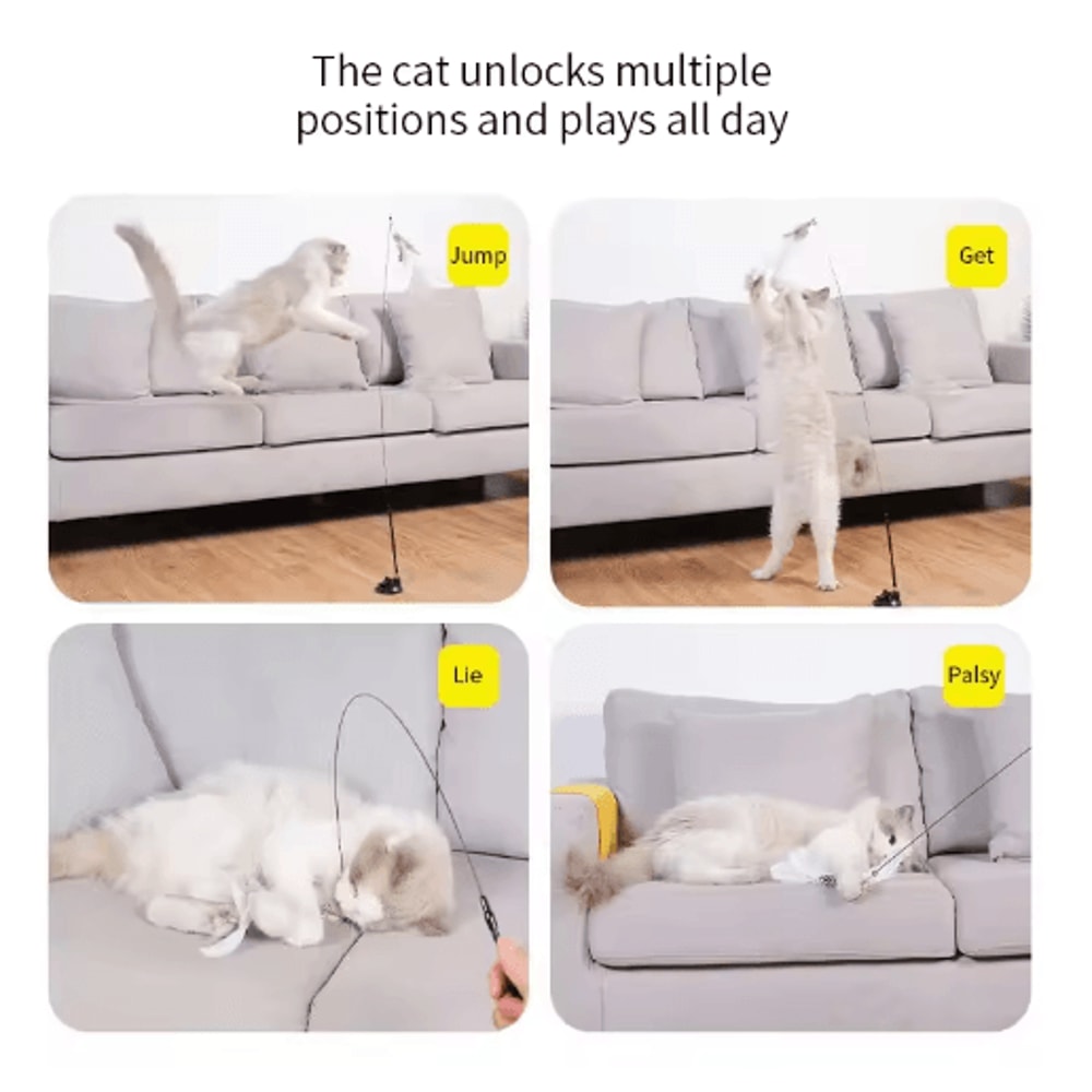 HandsFree Suction Cup Feather Wand Interactive Cat Toy 6