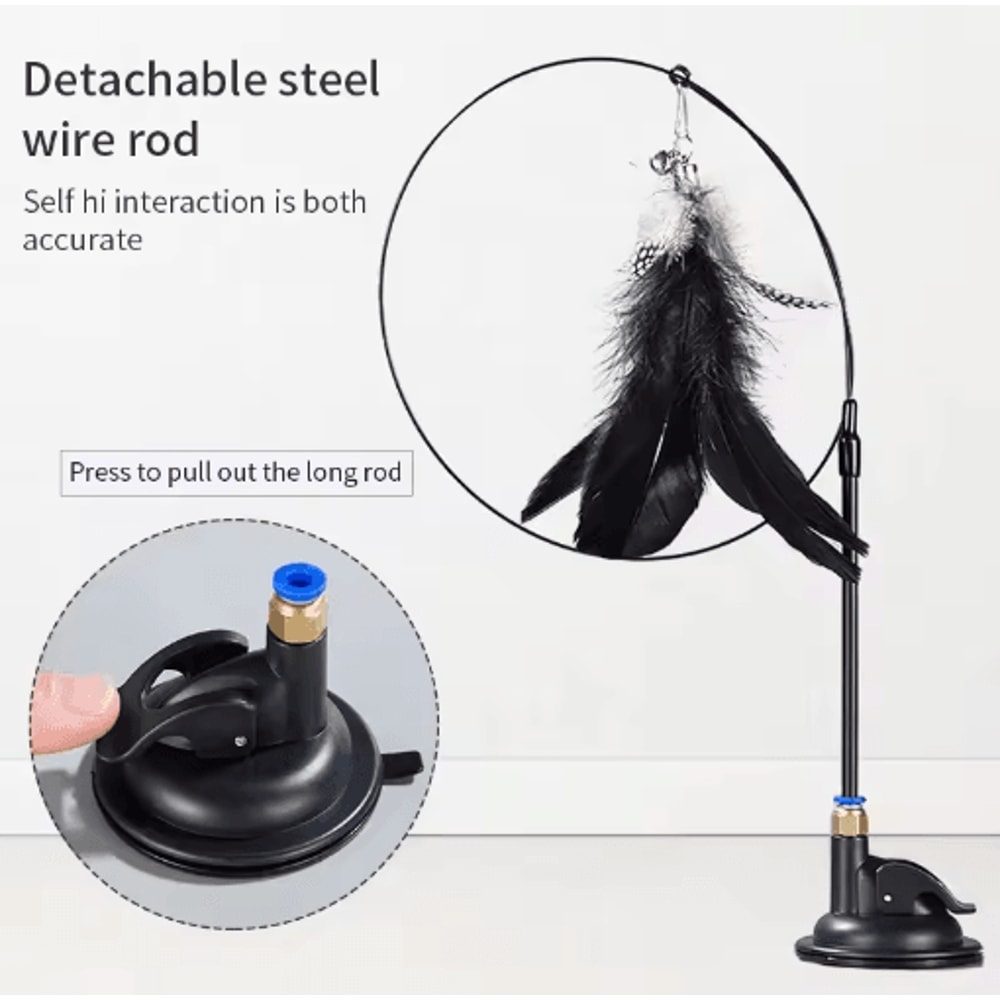 HandsFree Suction Cup Feather Wand Interactive Cat Toy 7