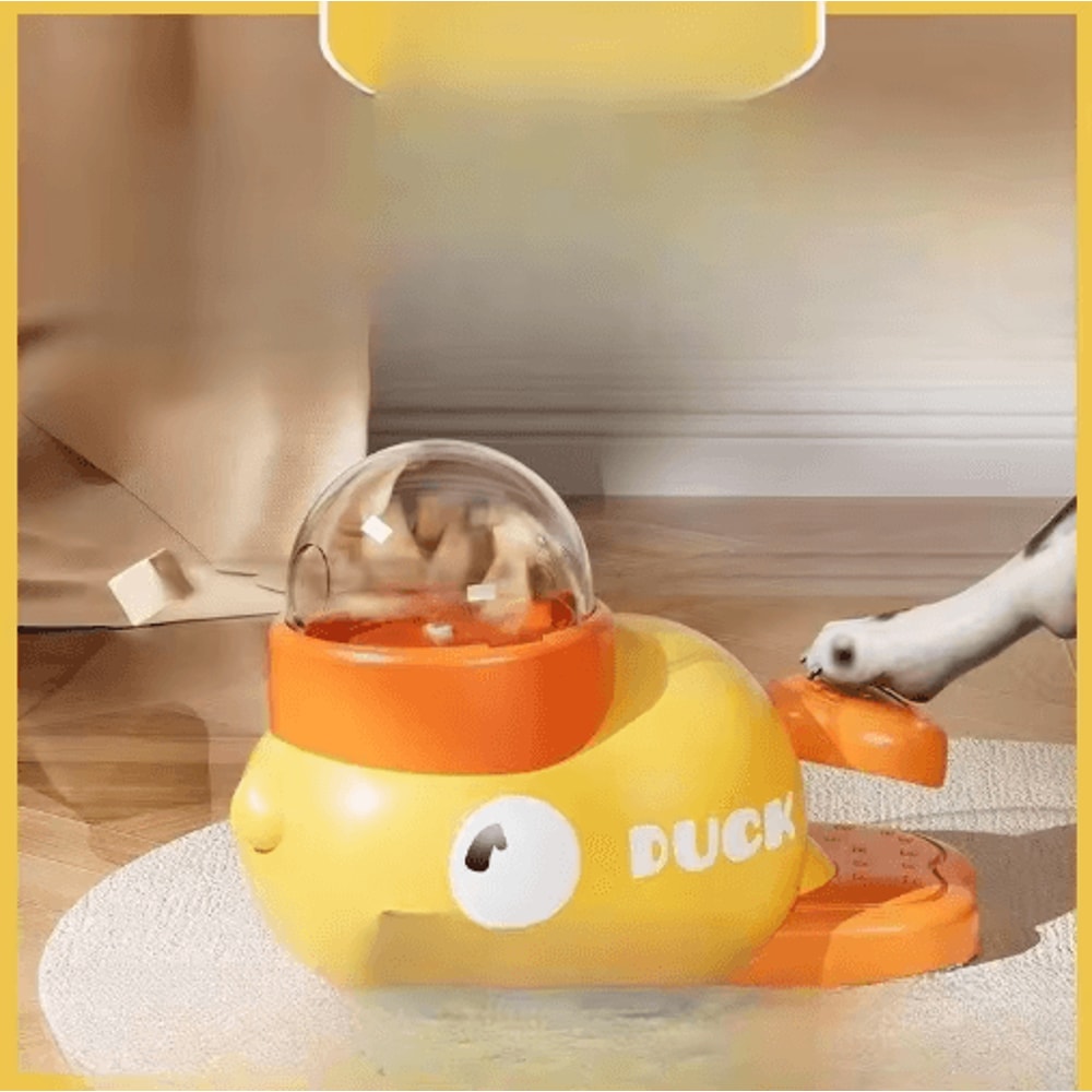 Yellow Duck Interactive Treat Dispensing Cat Toy With Snack Launcher 6