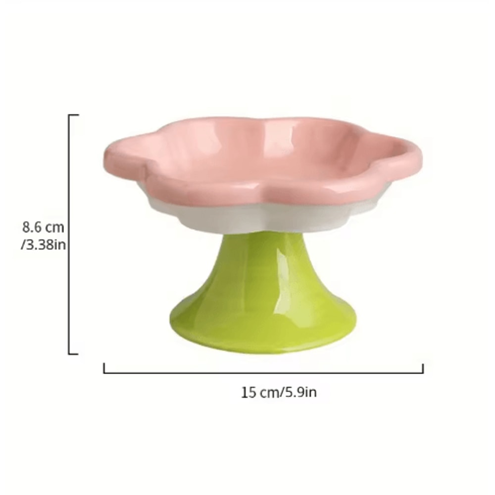 Floral Ceramic Elevated Cat Food Water Bowl For Neck Comfort 7