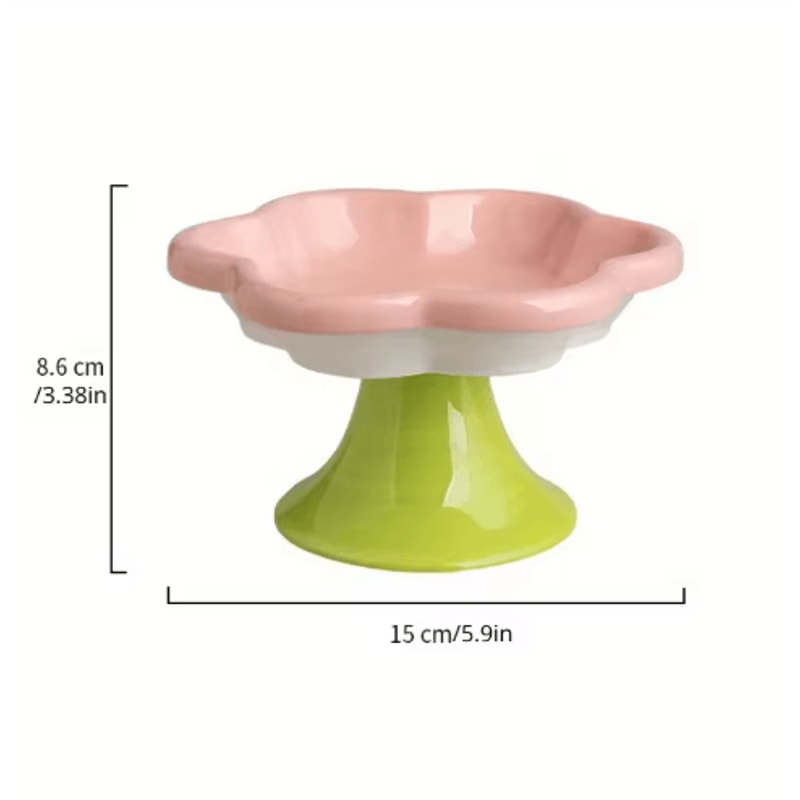 Floral Ceramic Elevated Cat Food Water Bowl For Neck Comfort 7
