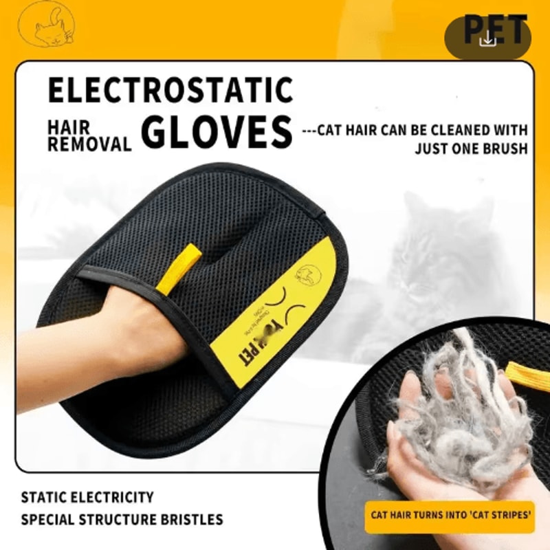 Electrostatic Pet Hair Removal Grooming Glove For Cats Dogs 11