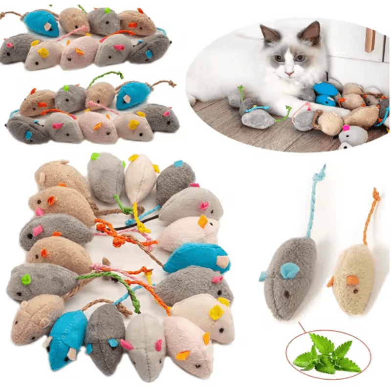 Rattle Catnip Mouse Toys Set For Interactive Indoor Play 0
