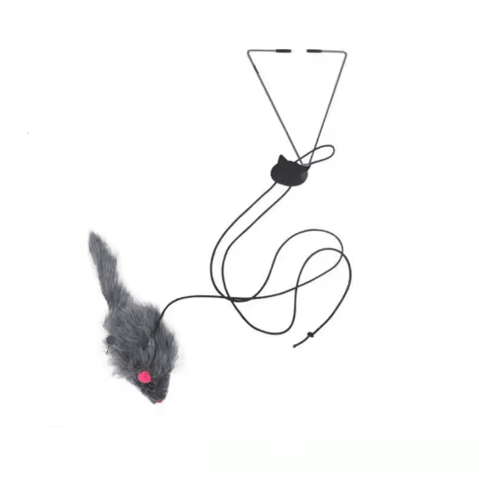 Interactive Hanging Plush Mouse Cat Toy With Elastic Door Clip 1