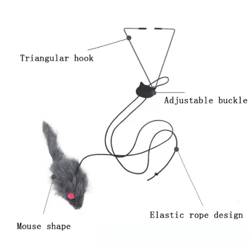 Interactive Hanging Plush Mouse Cat Toy With Elastic Door Clip 3