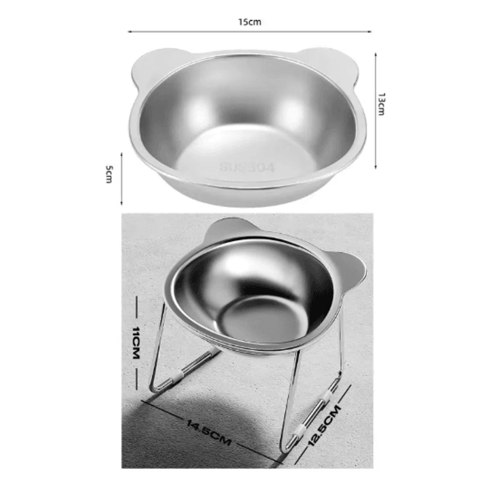 15 Tilted Raised Stainless Steel Cat Food Water Bowl 4