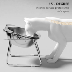 15° tilted raised stainless steel cat food & water bowl