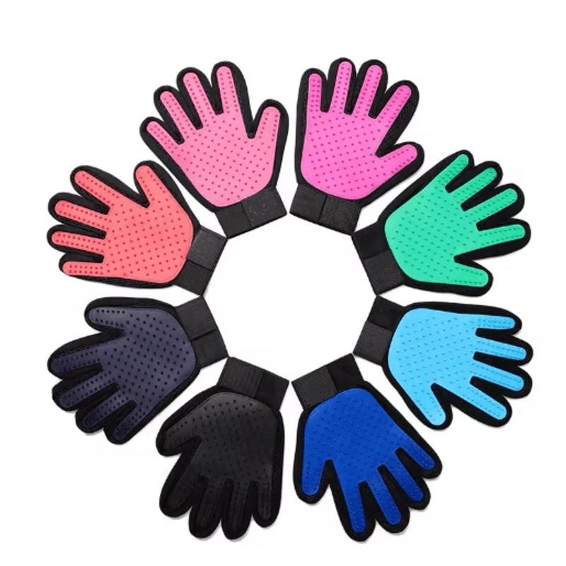 Silicone Pet Grooming Gloves For Hair Removal Shedding Control 9