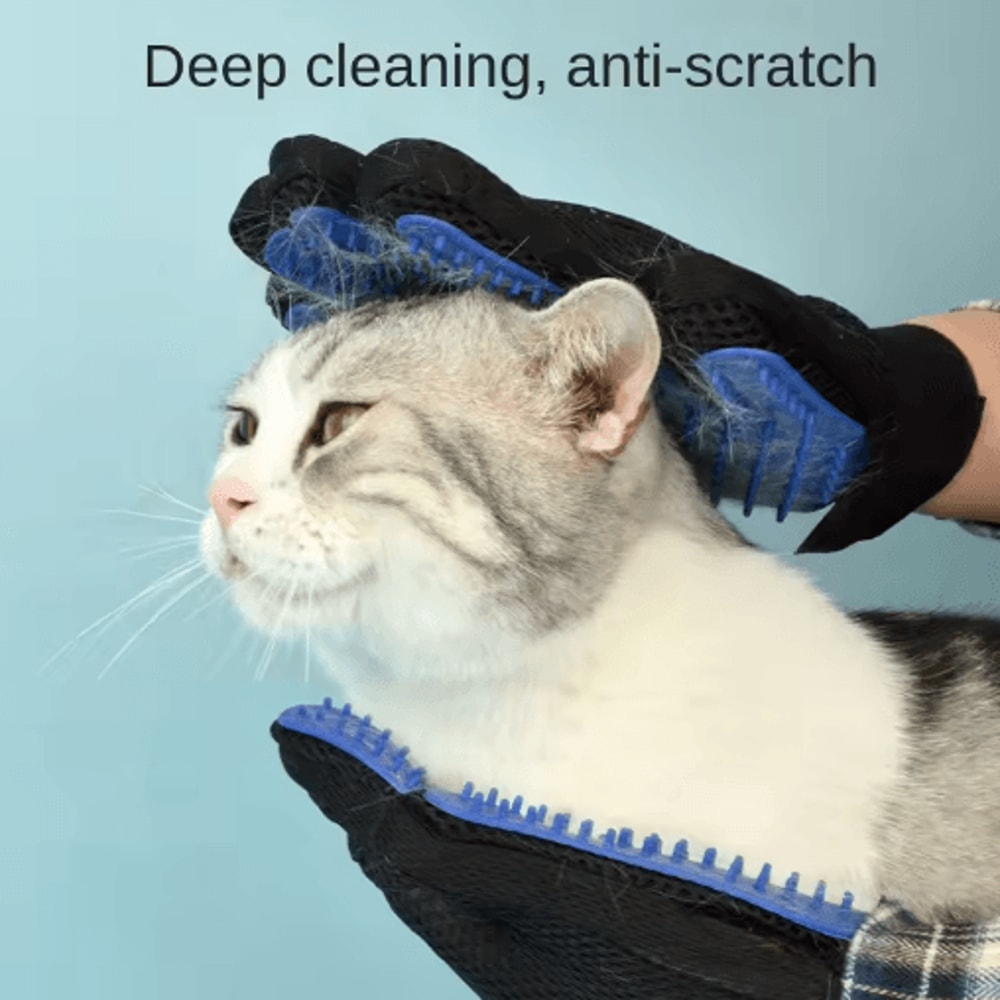 Silicone Pet Grooming Gloves For Hair Removal Shedding Control 12
