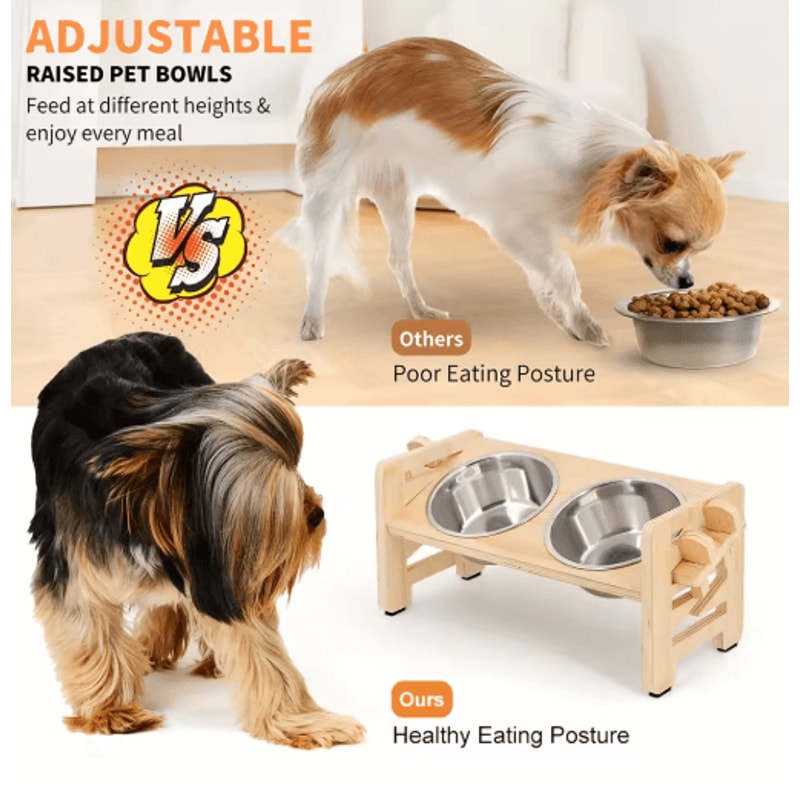 6Level Adjustable Elevated Cat Bowl Stand With AntiSpill Feeding Mat 7