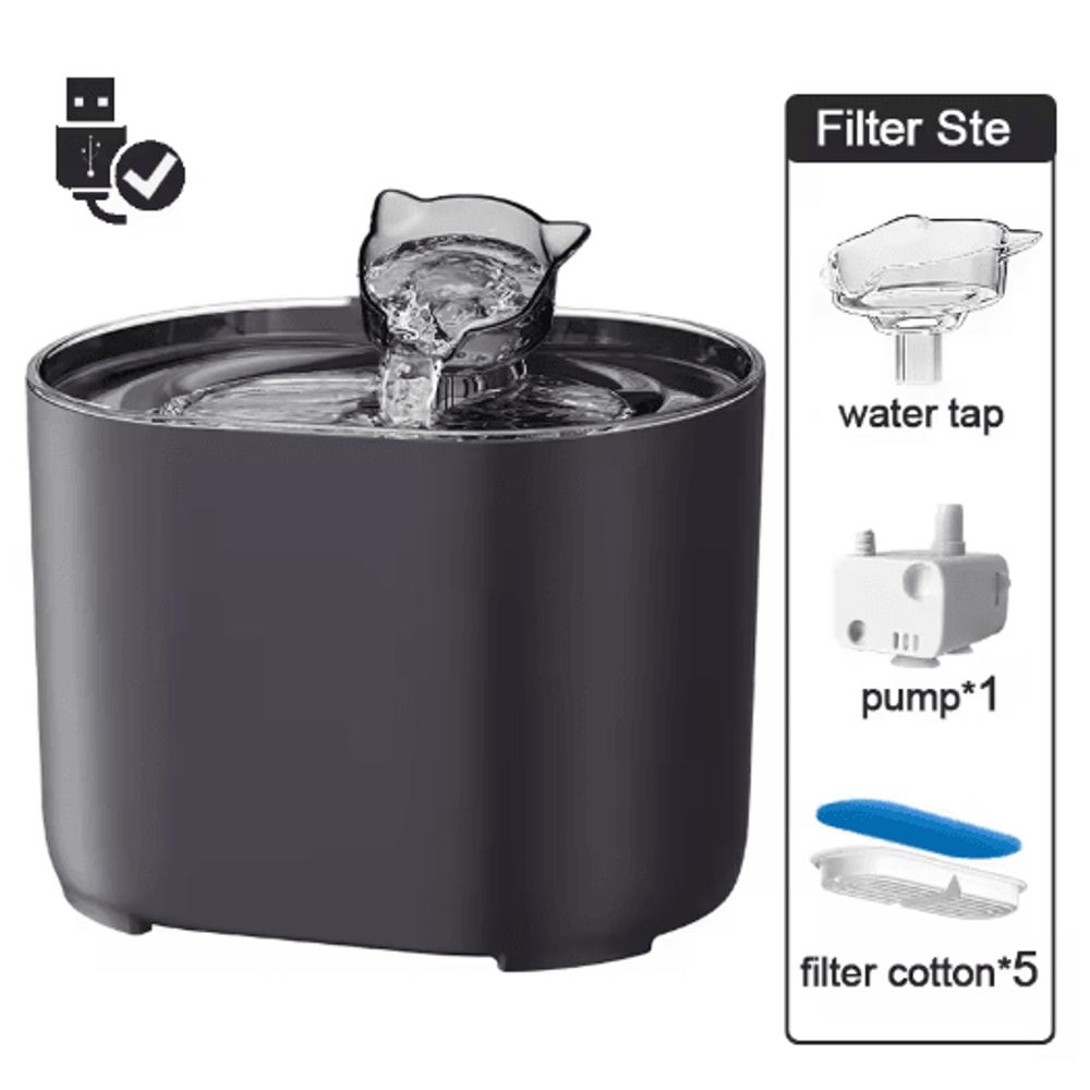 USB Automatic Cat Water Fountain With Quiet Filtration System 11