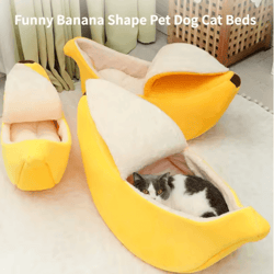 cute banana shape cozy cat bed for deep winter sleep
