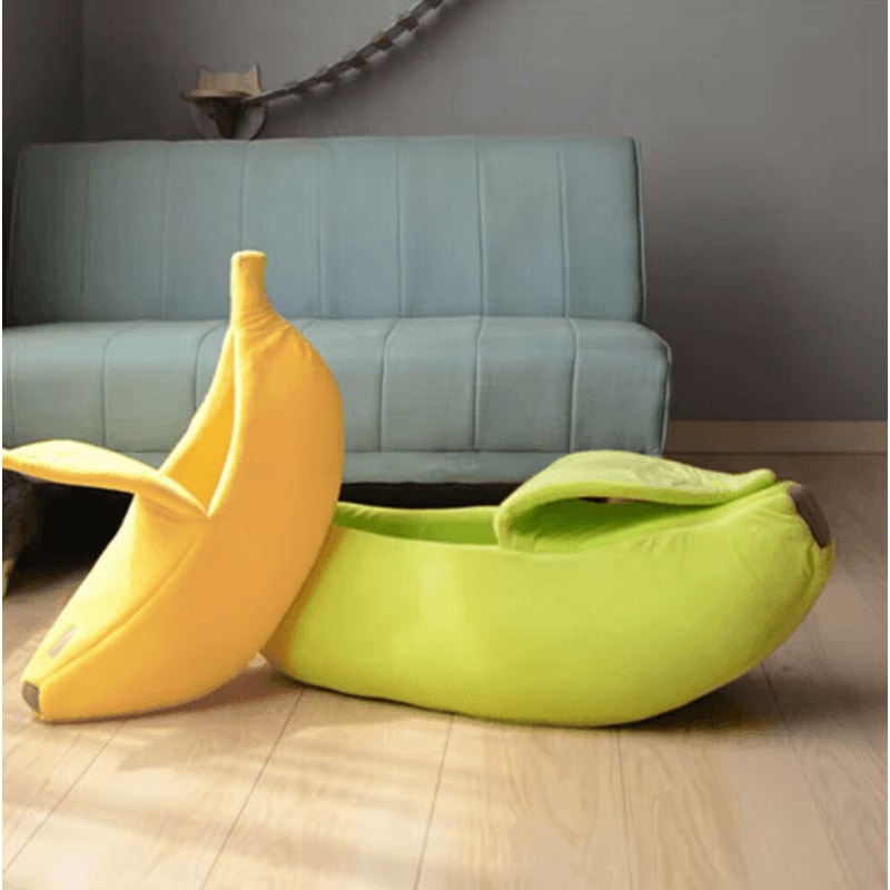 Cute Banana Shape Cozy Cat Bed For Deep Winter Sleep 9