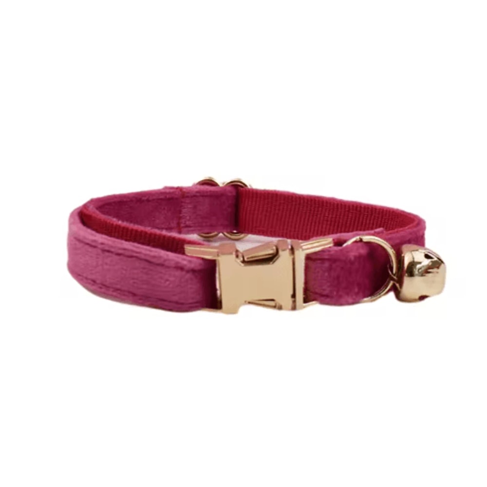 Personalized Velvet Cat Collar With Engraved Name Bow Bell 18