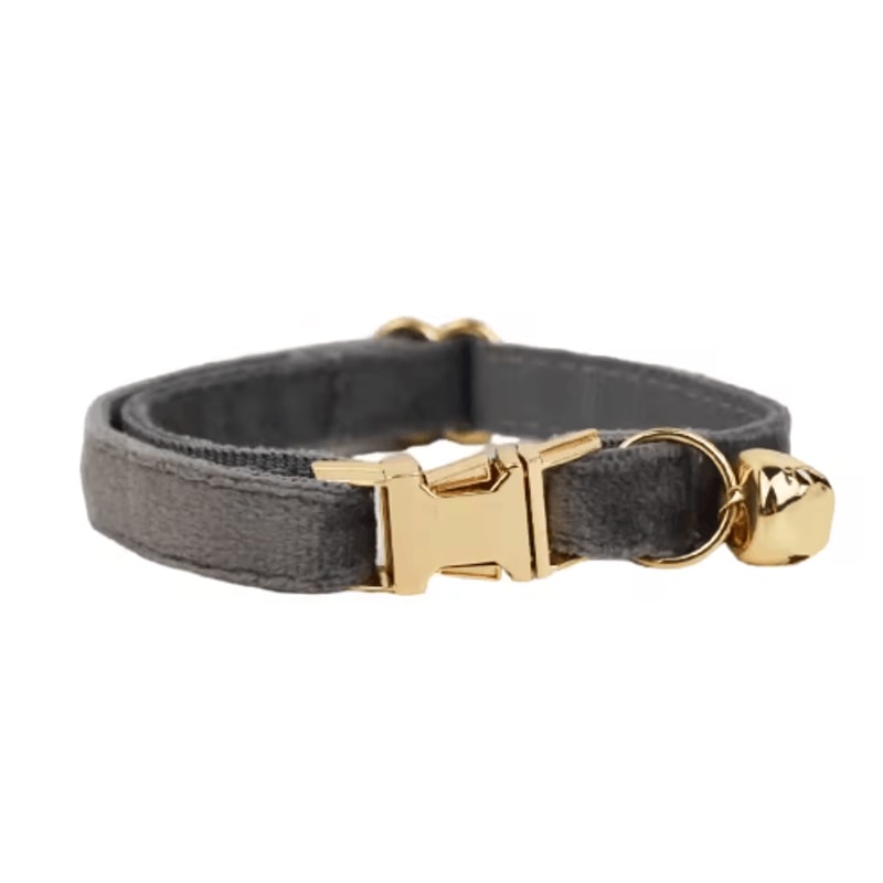 Personalized Velvet Cat Collar With Engraved Name Bow Bell 6