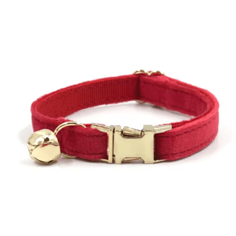 Personalized Velvet Cat Collar With Engraved Name Bow Bell 7