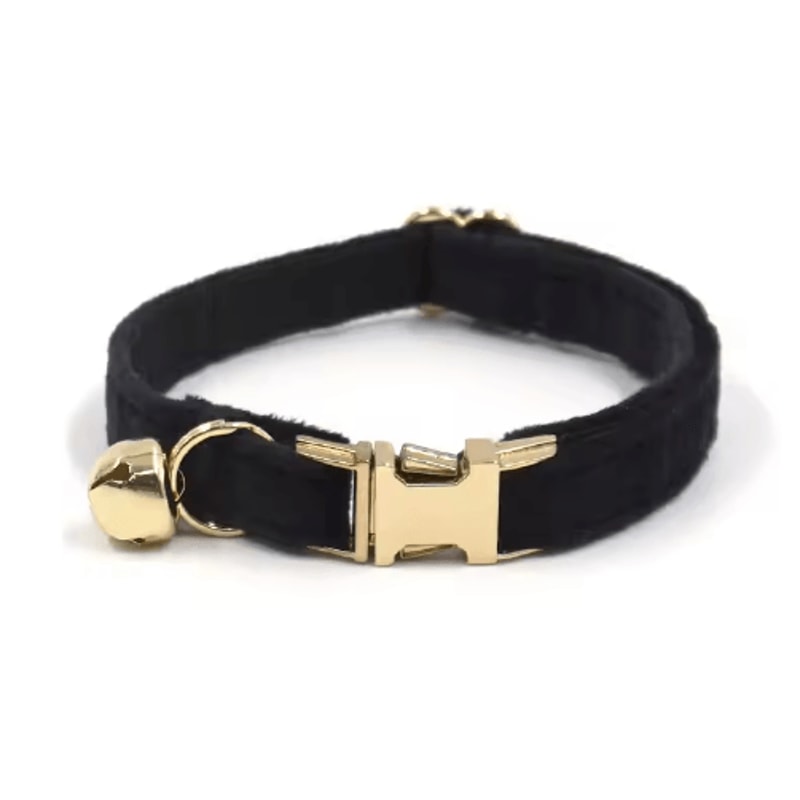 Personalized Velvet Cat Collar With Engraved Name Bow Bell 9