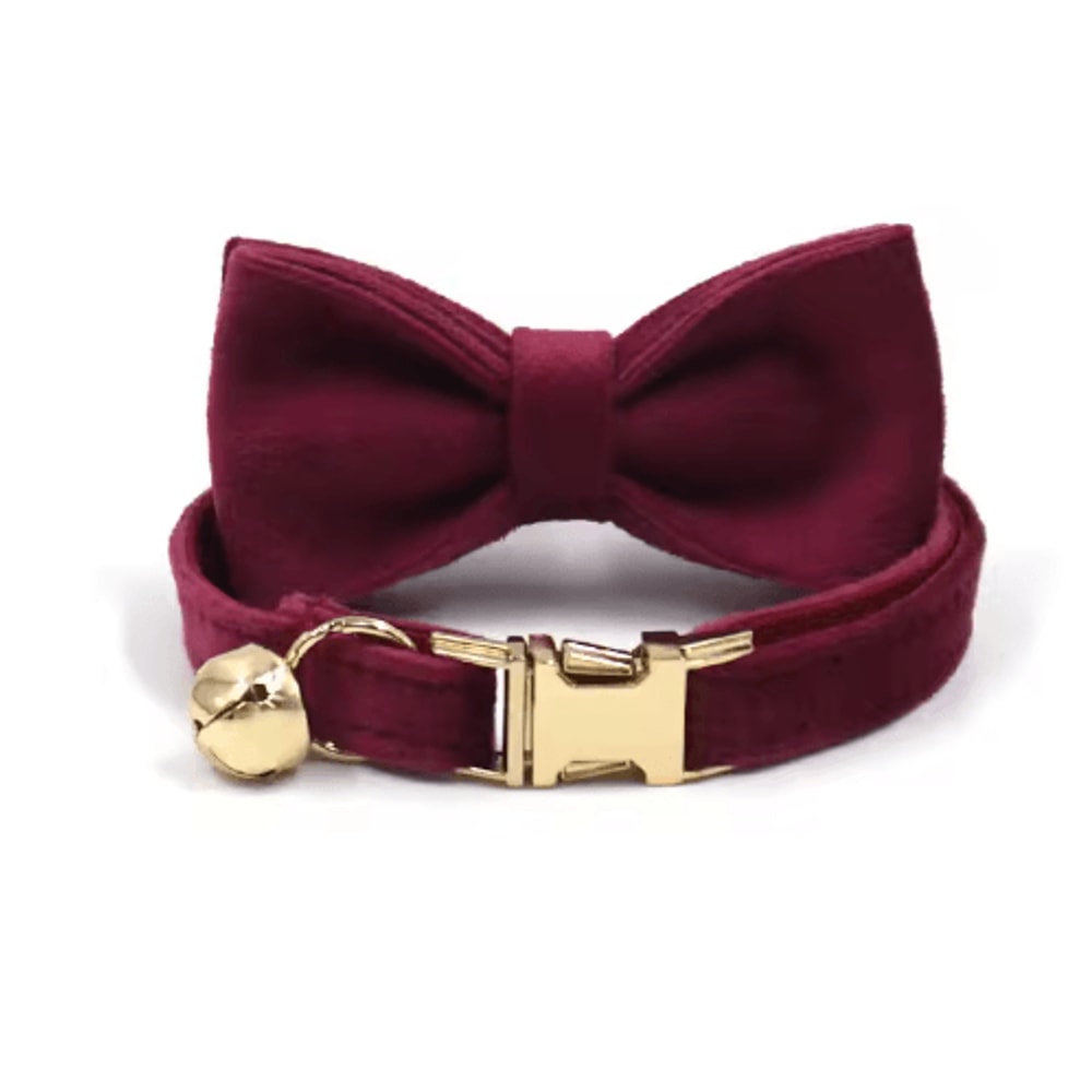 Personalized Velvet Cat Collar With Engraved Name Bow Bell 23
