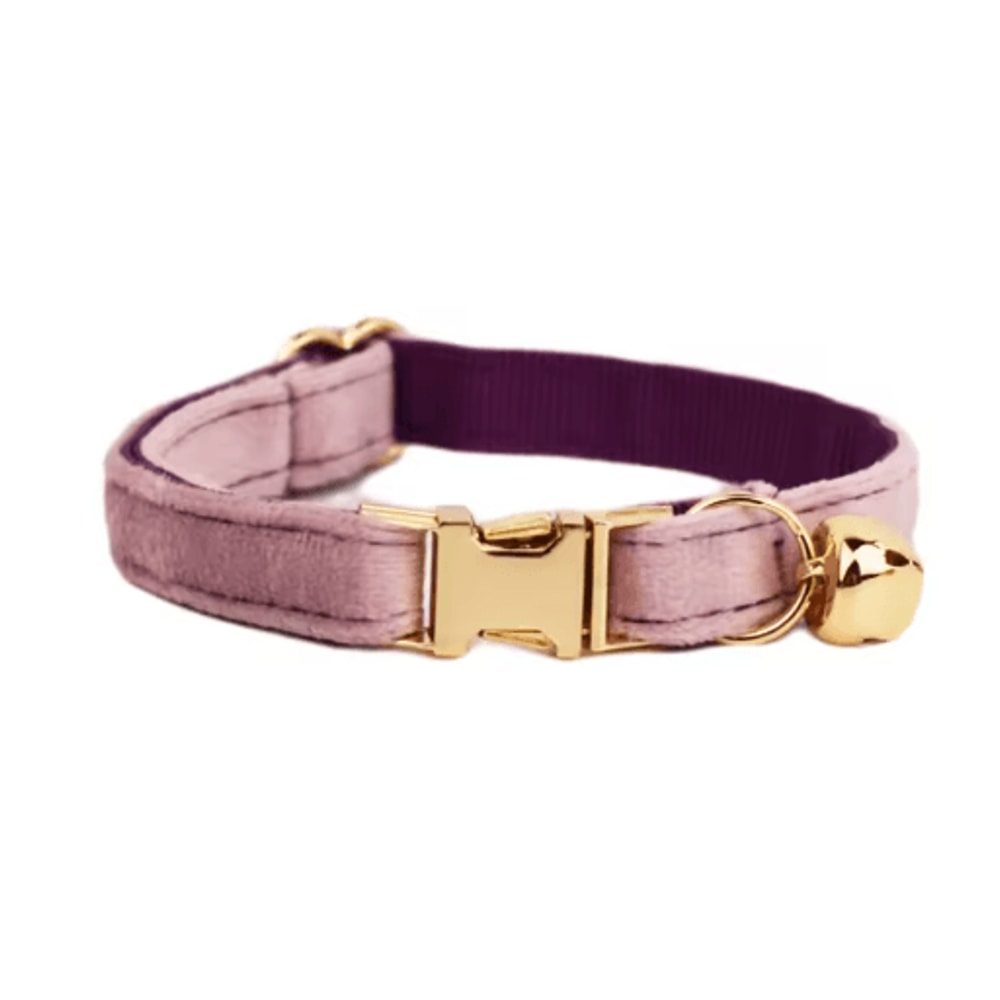 Personalized Velvet Cat Collar With Engraved Name Bow Bell 24