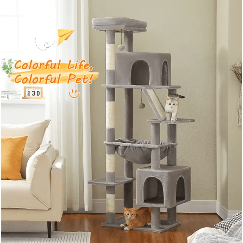 MultiLevel Cat Tree Tower With Large Condo Beds Scratching Posts 0
