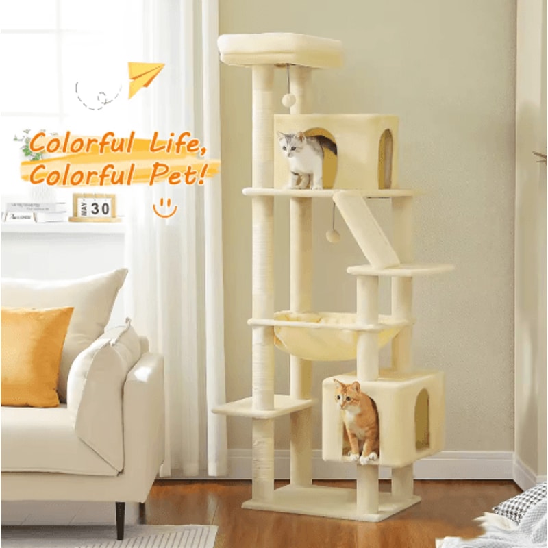 MultiLevel Cat Tree Tower With Large Condo Beds Scratching Posts 9
