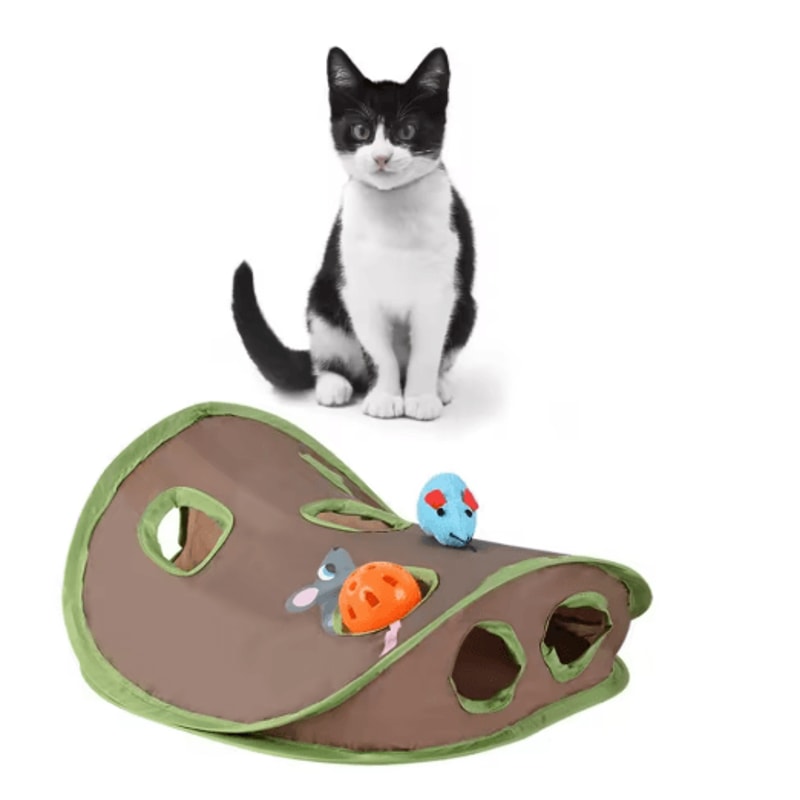 Interactive 9Hole Hide Seek Cat Tunnel Toy 6