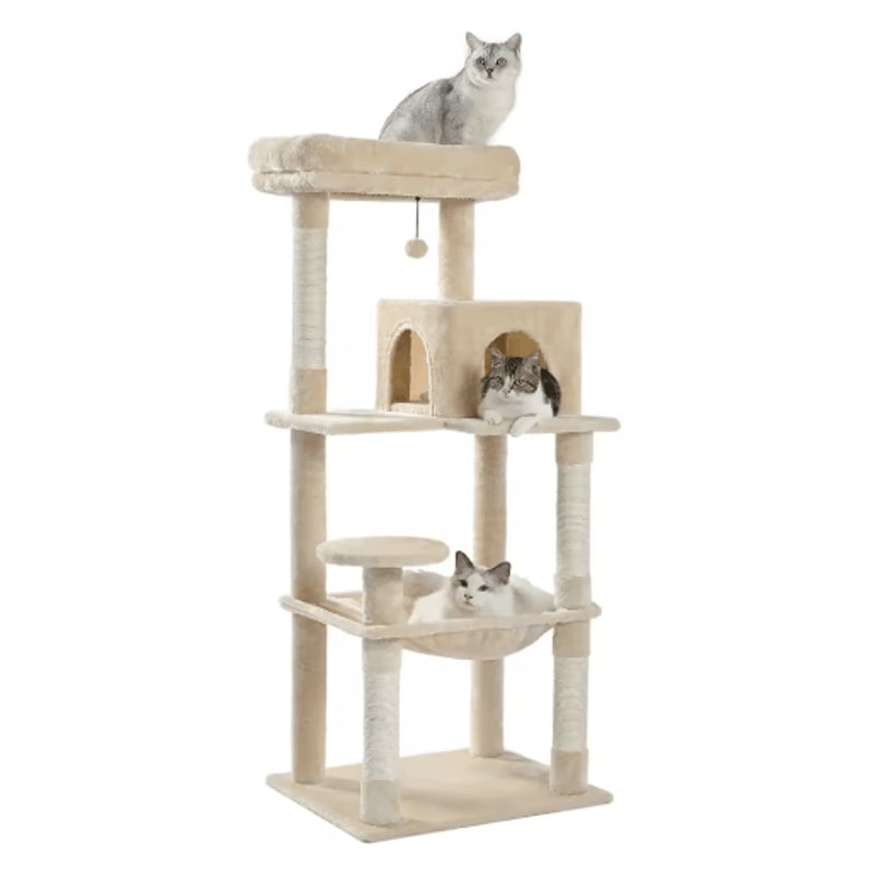 MultiLevel Plush Cat Tree Tower With Hammock Condo Bed 1
