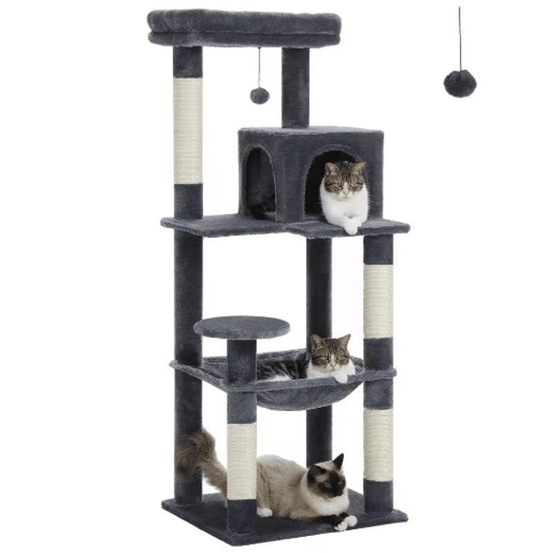 MultiLevel Plush Cat Tree Tower With Hammock Condo Bed 4