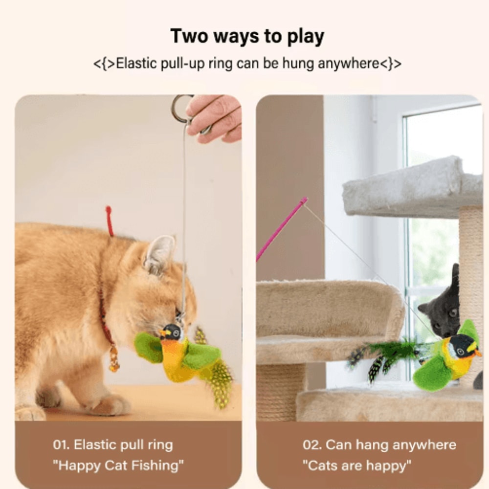 Realistic Bird Sound Interactive Plush Cat Toy For Cats Kittens 8