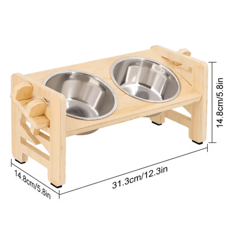 PawRise Adjustable Elevated Pet Bowl Stand With Stainless Steel Dishes 1