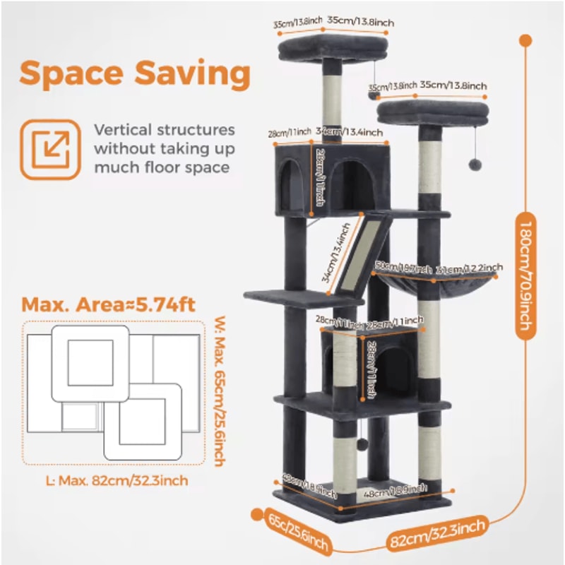 Climb Nest Multi Level Cat Tree Tower With Hammock Condo Scratching Posts 4