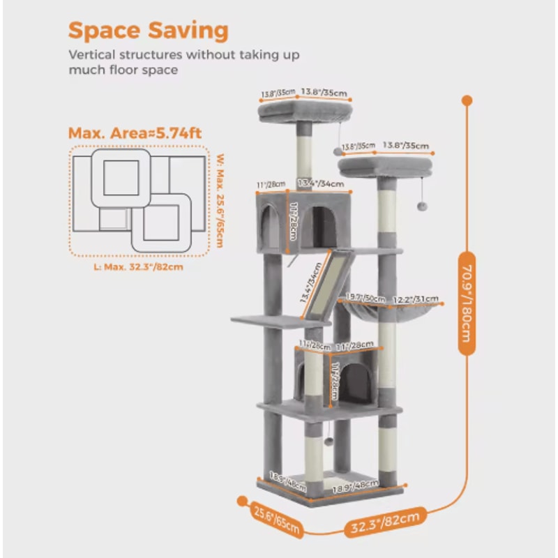 Climb Nest Multi Level Cat Tree Tower With Hammock Condo Scratching Posts 5