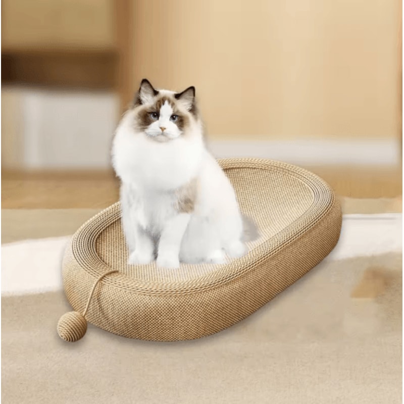 ScratchLoung Sisal Cat Scratcher Sofa With Interactive Ball Toy 3