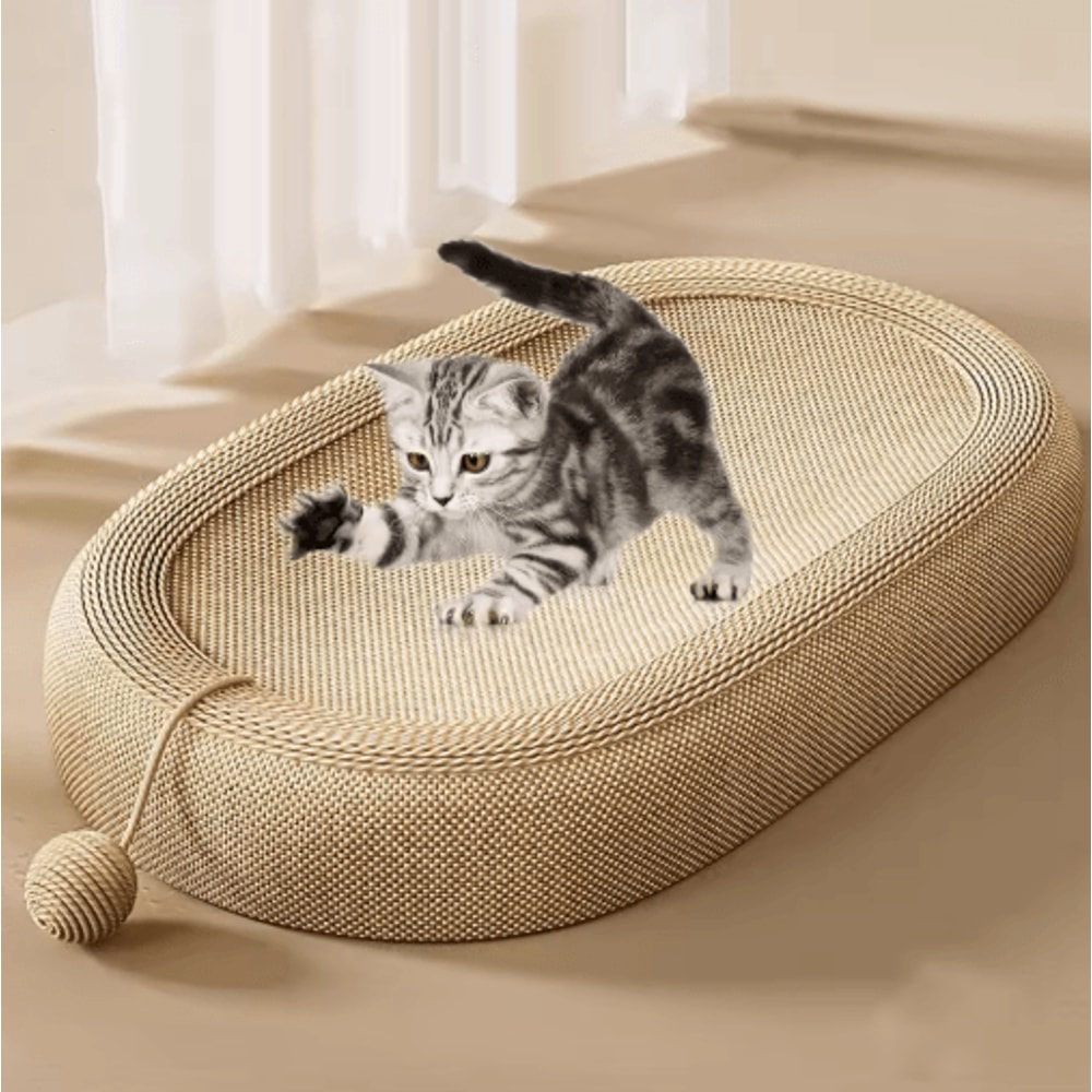ScratchLoung Sisal Cat Scratcher Sofa With Interactive Ball Toy 7