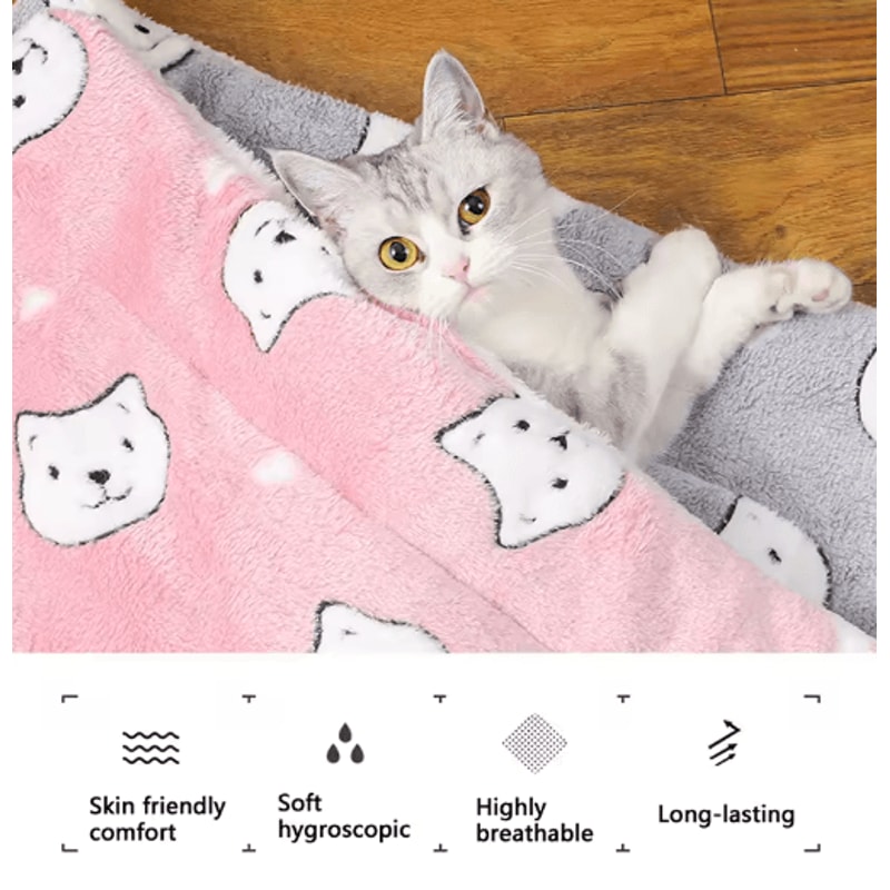 Cloud Nest Thickened Flannel Pet Sleeping Mat Warm Cushion For Cats Small Dogs 8