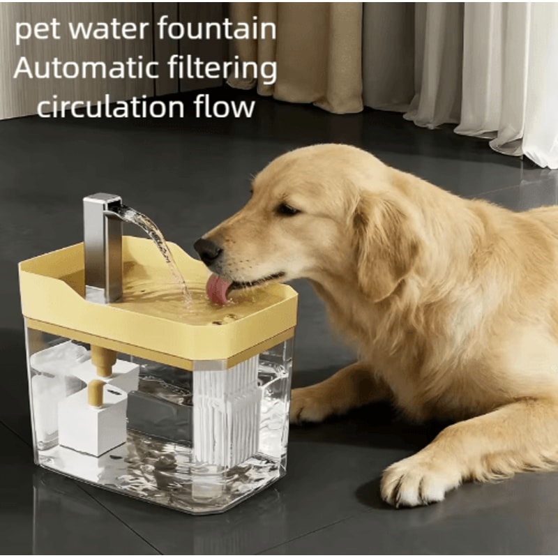 CrystalFlow Automatic Pet Water Fountain Transparent Circulating Water Dispenser 0