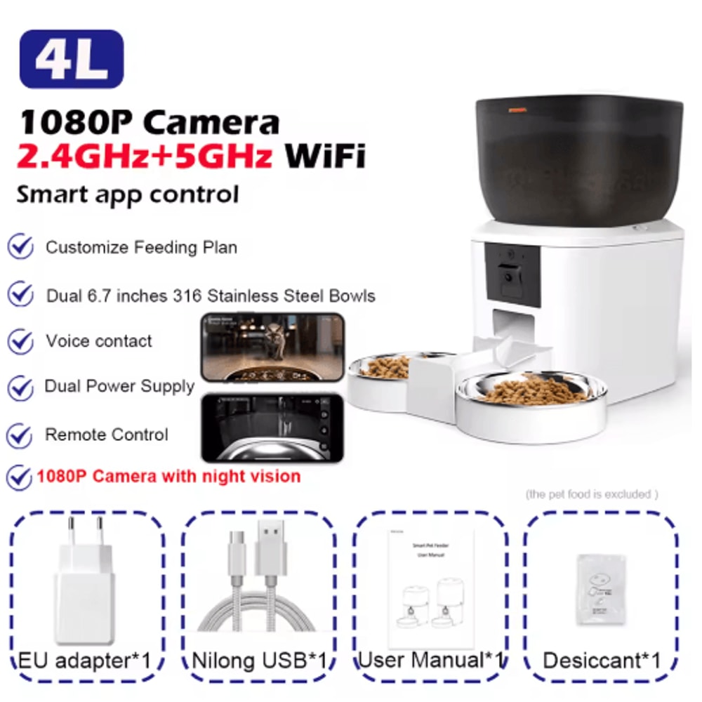Furpipi Smart Automatic Pet Feeder With 1080P HD Camera App Control 1